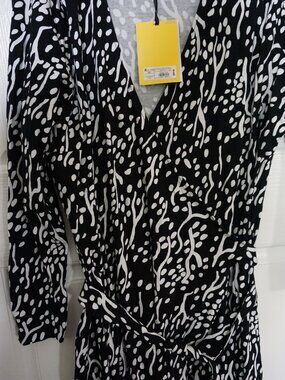 DVF for Target Wrap Dress Black White Plus Size XXL NWT Long Sleeve Tie Waist